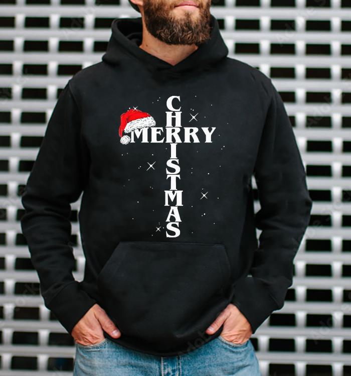 Christian Christmas Santa Hat Jesus Cross And Snow Shirt