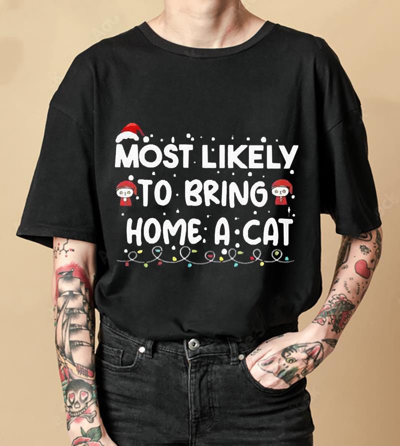 Likely To Bring Home A Cat Christmas Lights Shirt