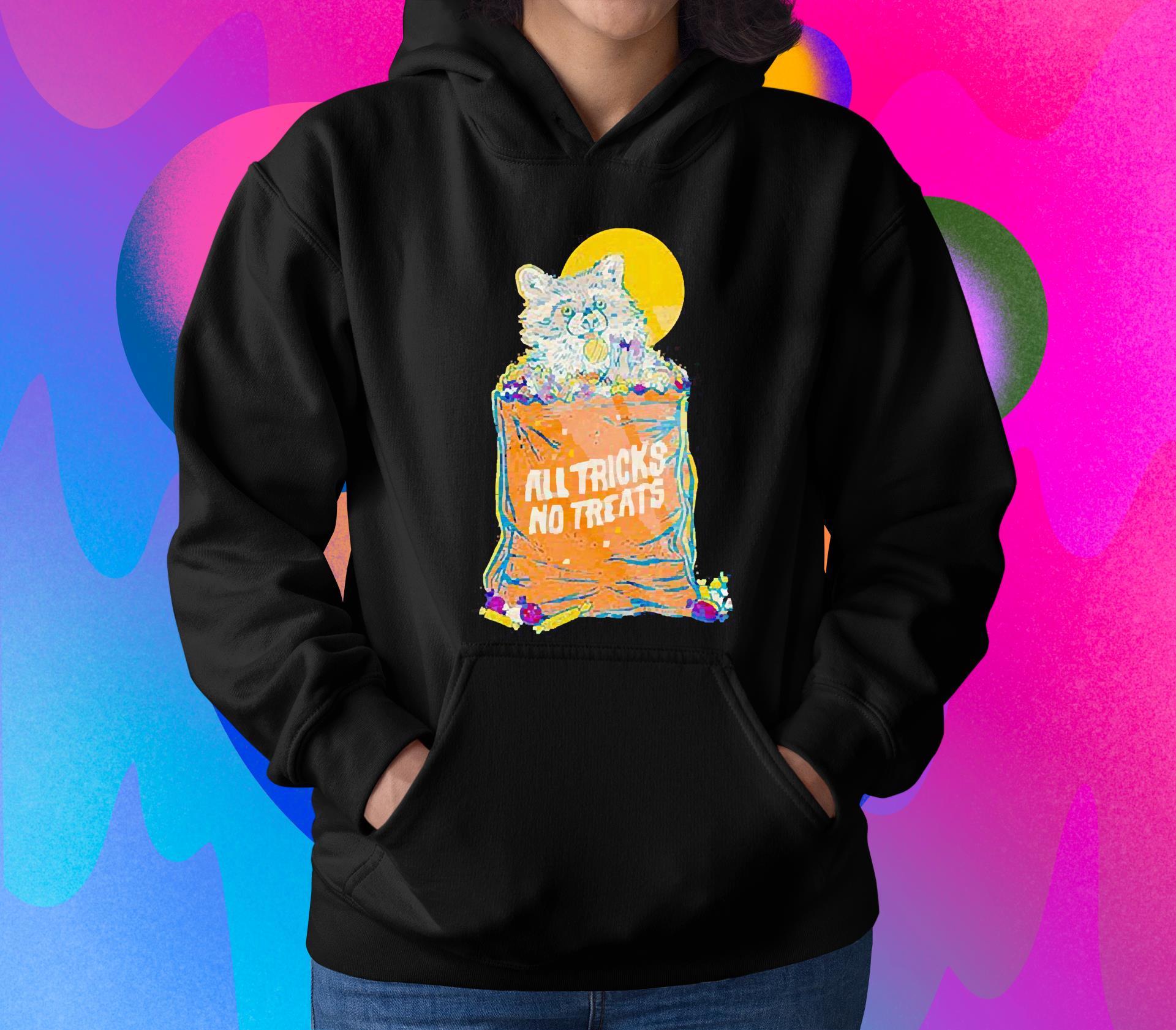 All tricks no treats raccoon shirt