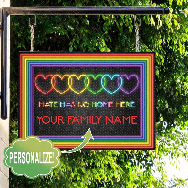 hate has no home here lgbt support personalized rectangle metal sign - Hate Has No Home Here LGBT Support Personalized Rectangle Metal Sign