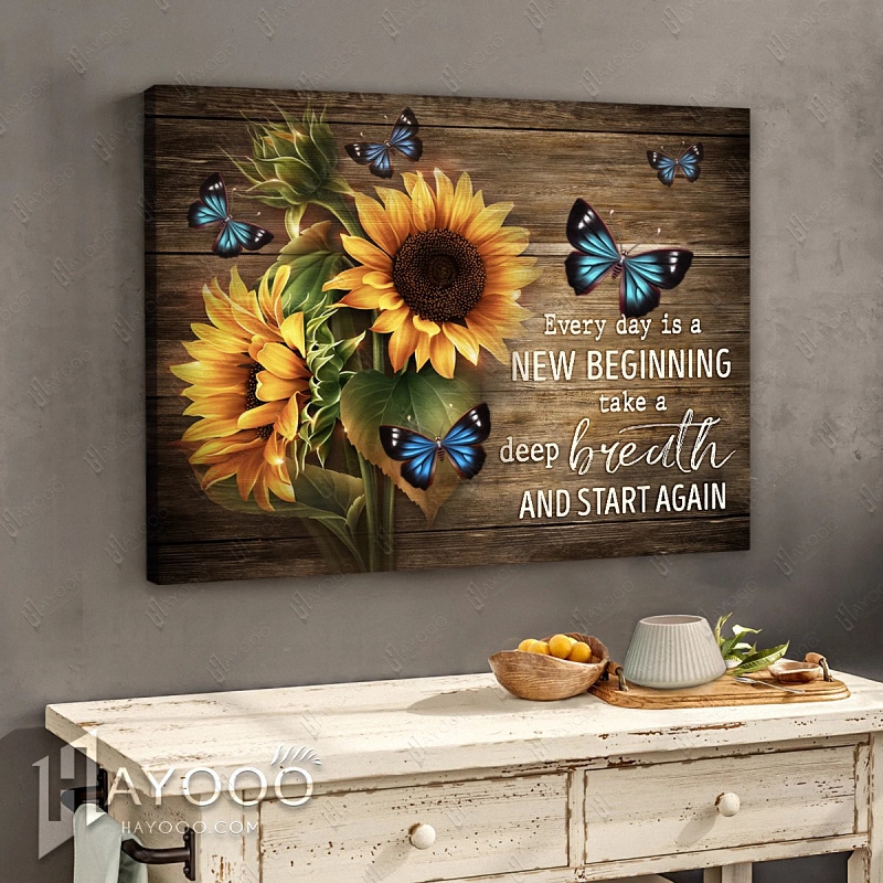 Hayooo Best Gift For Sunflowers And Butterflies Lovers On Rustic Wood Canvas 1