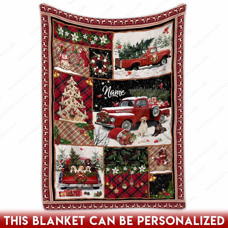 Hayooo Fleece Blanket Holiday Pickup Trucks With Cute Dogs Best Unique Christmas Gift Of 2021 3