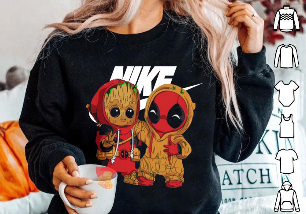 Ninja Groot and Deadpool Pikachu Nike logo Shirt