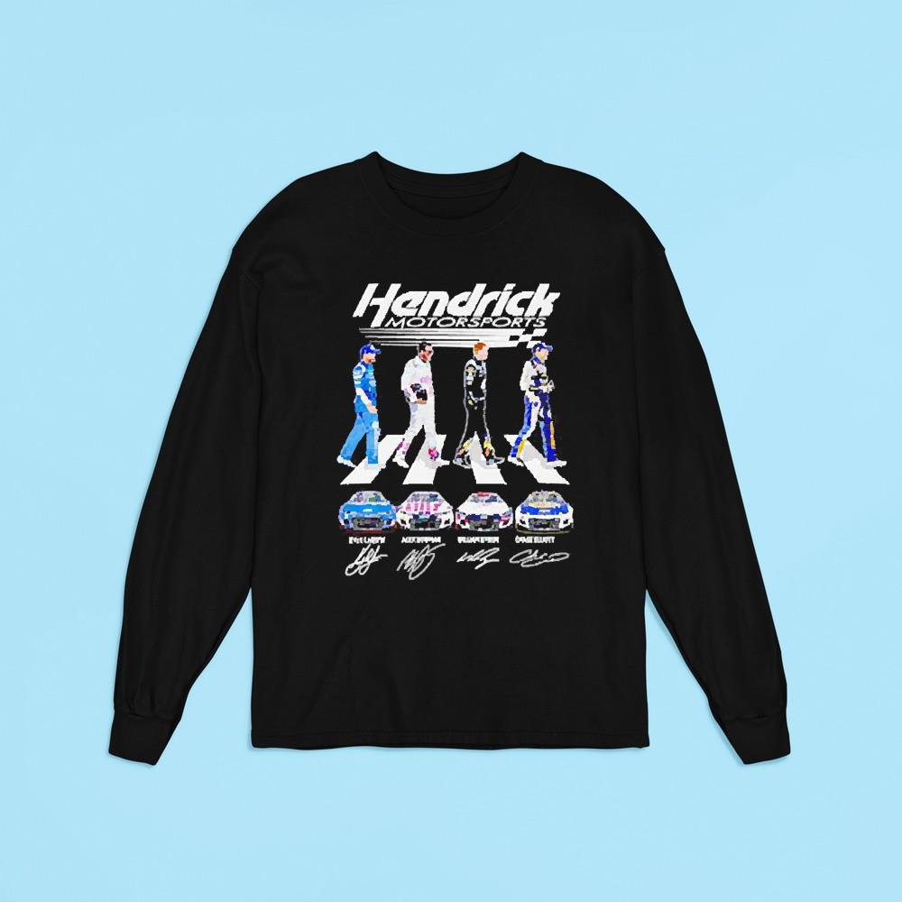 hendrick motorsports kyle larson alex bowman william byron chase elliott signatures abbey long sleeve - Hendrick Motorsports Kyle Larson Alex Bowman William Byron Chase Elliott signatures Abbey Road shirt