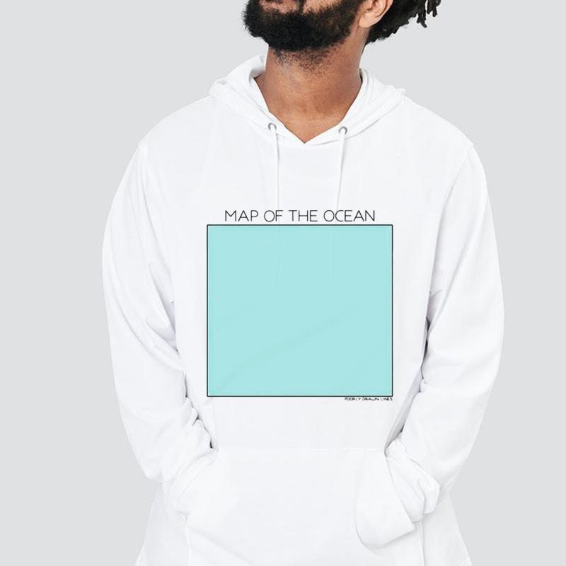 Poorly Drawn Lines map of the ocean shirt 1