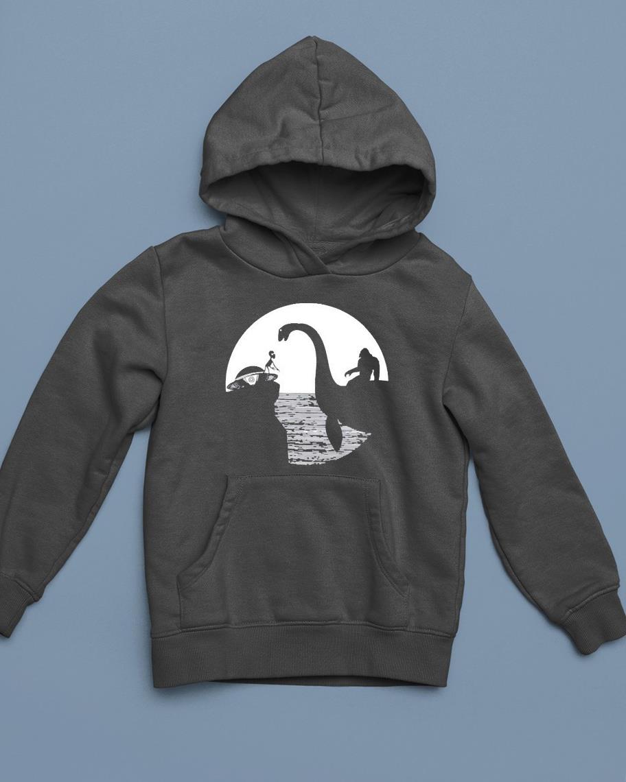 hh135 bigfoot loch ness monster sasquatch riding nessie ufo alien shirt hoodie - Bigfoot Loch Ness Monster Sasquatch Riding Nessie Ufo Alien shirt