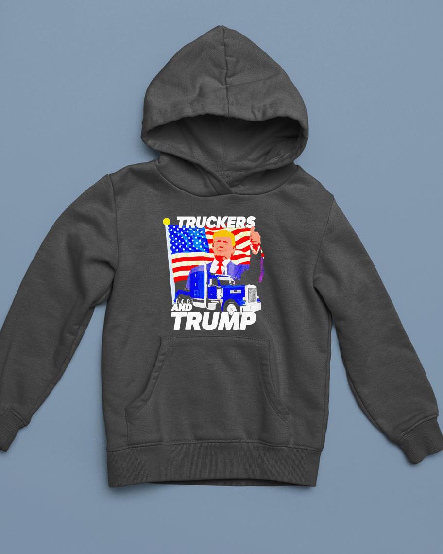 hh135 truckers and trump us flag shirt hoodie - Truckers and Trump US Flag shirt