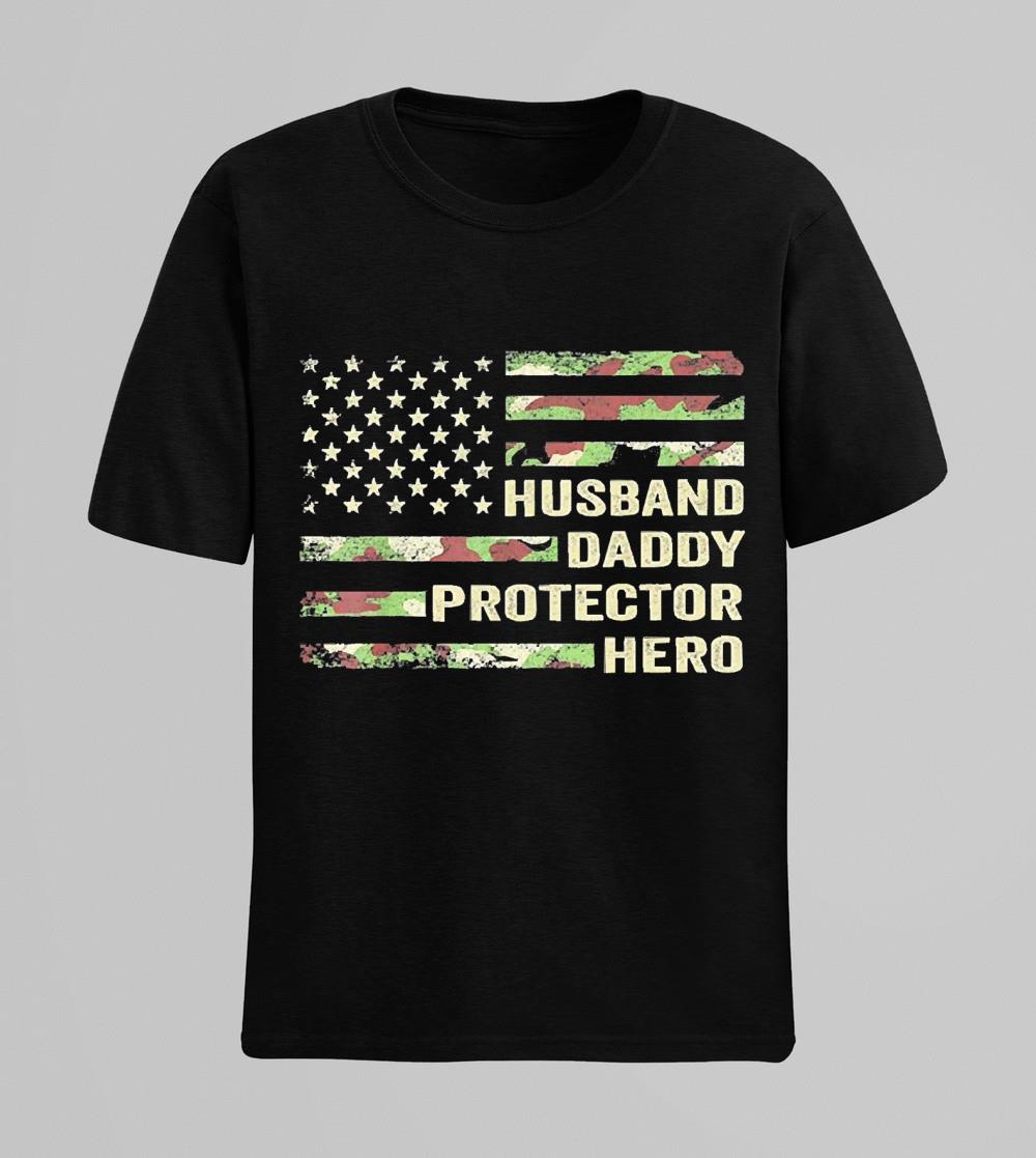 Husband Daddy Protector Hero Fathers Day Flag 2022 Shirt