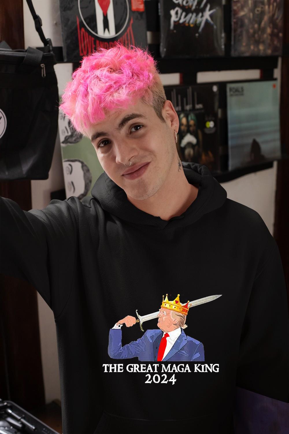 hh165 donald trump 2024 the great maga king election shirt hoodie - Donald Trump 2024 The Great Maga King Election Shirt