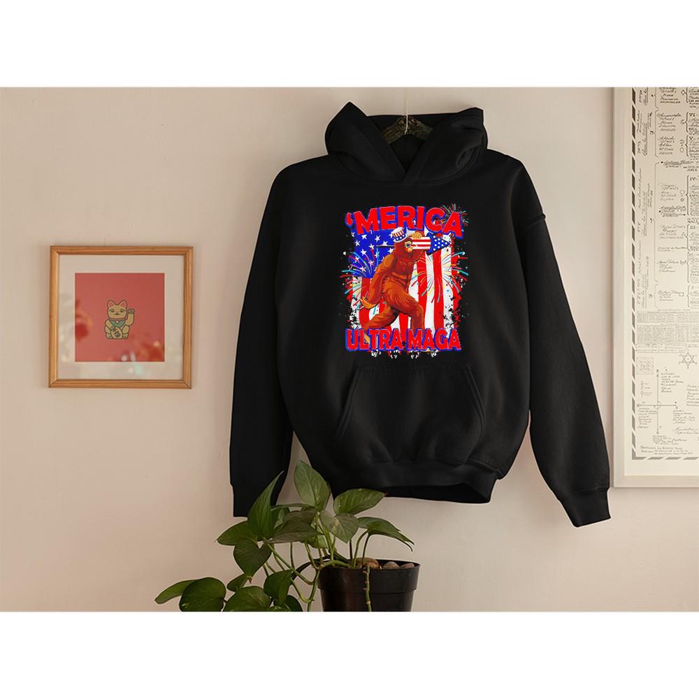 hh185 4th of july bigfoot american flag vintage shirt hoodie - 4th of July Bigfoot American Flag Vintage shirt