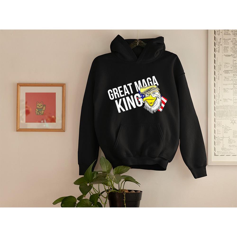 hh185 the great maga king trump happy 4th of july american flag shirt hoodie - The Great Maga King Trump Happy 4th of July American Flag Shirt