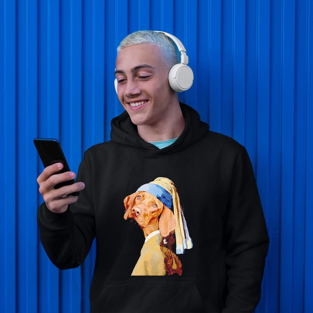 Dog Girl with a Pearl Earring Vermeer Parody shirt 1