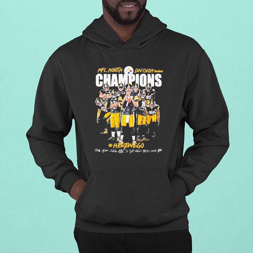hh205 pittsburgh steelers afc north division champions here we go signature shirt hoodie - Pittsburgh Steelers Afc North Division Champions Here We Go Signature shirt