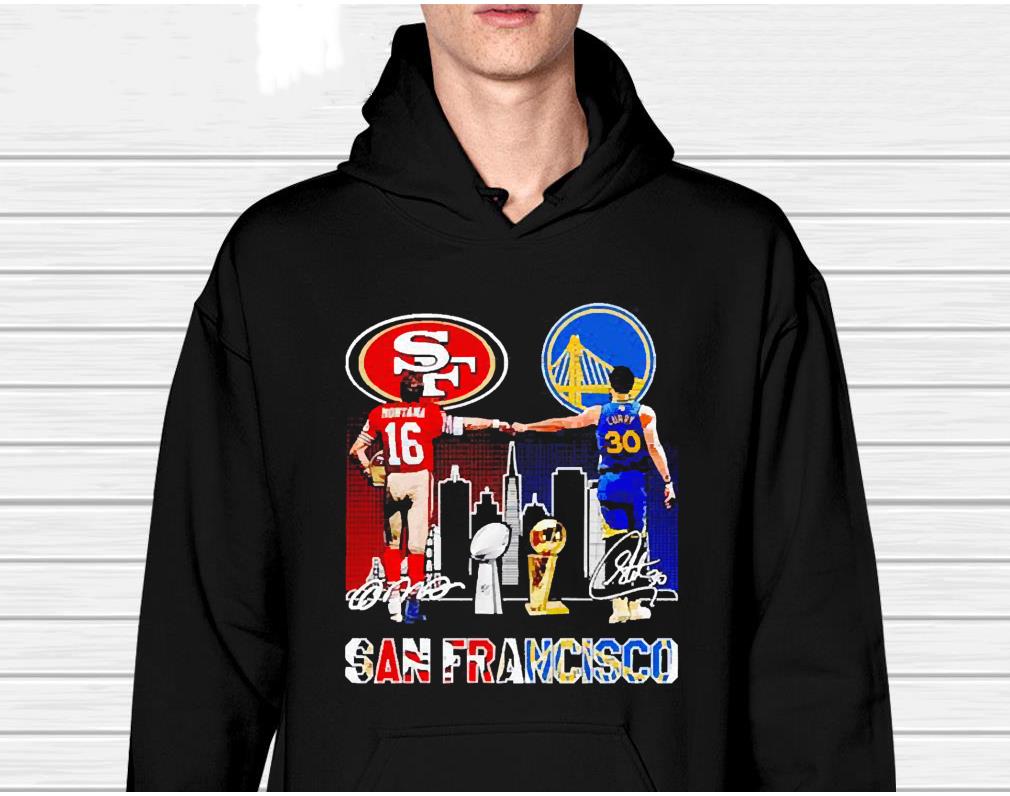 Stephen Curry and Montana San Francisco Sports Teams signatures shirt