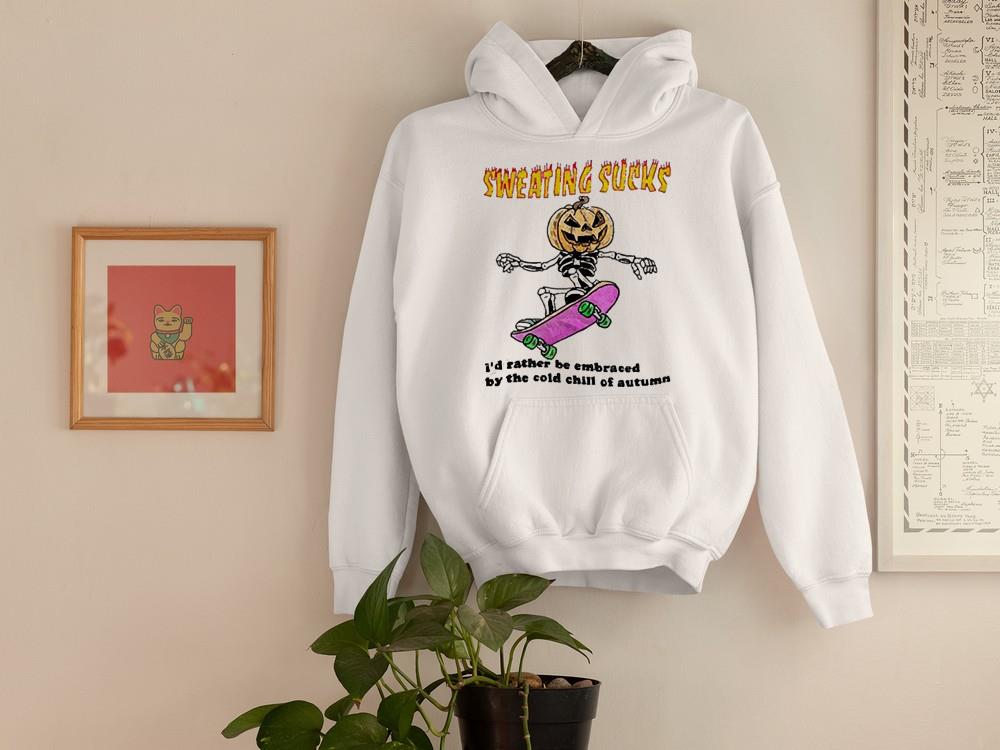 Sweating Sucks Pumpkin Skateboard shirt