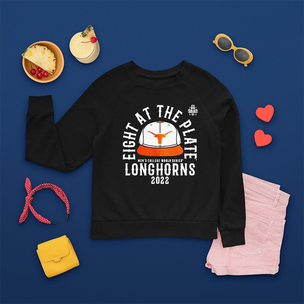 Eight At The Plate Men’s College World Series Texas Longhorns 2022 Shirt 1 Eight At The Plate Men’s College World Series Texas Longhorns 2022 Shirt 2