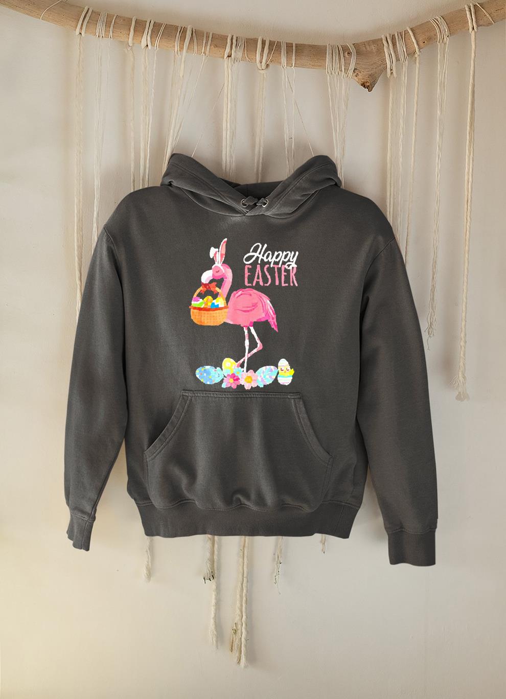 Flamingo happy easter egg basket shirt 1