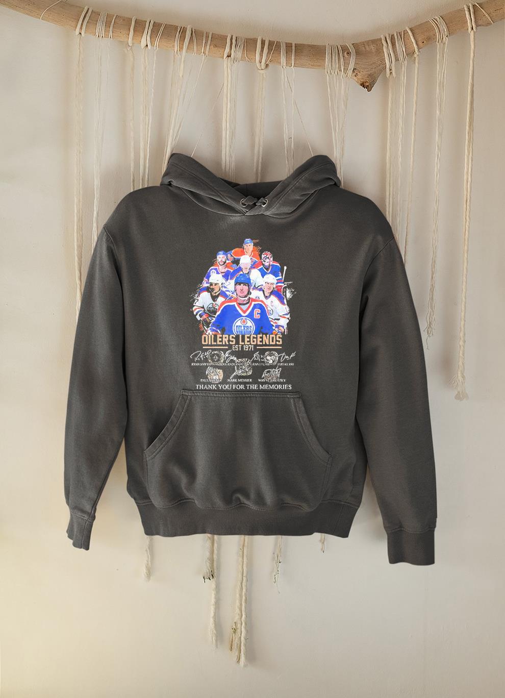 hh243 oilers legends est 1971 thank you for the memories signature shirt hoodie - Oilers Legends Est 1971 Thank You For The Memories Signature Shirt