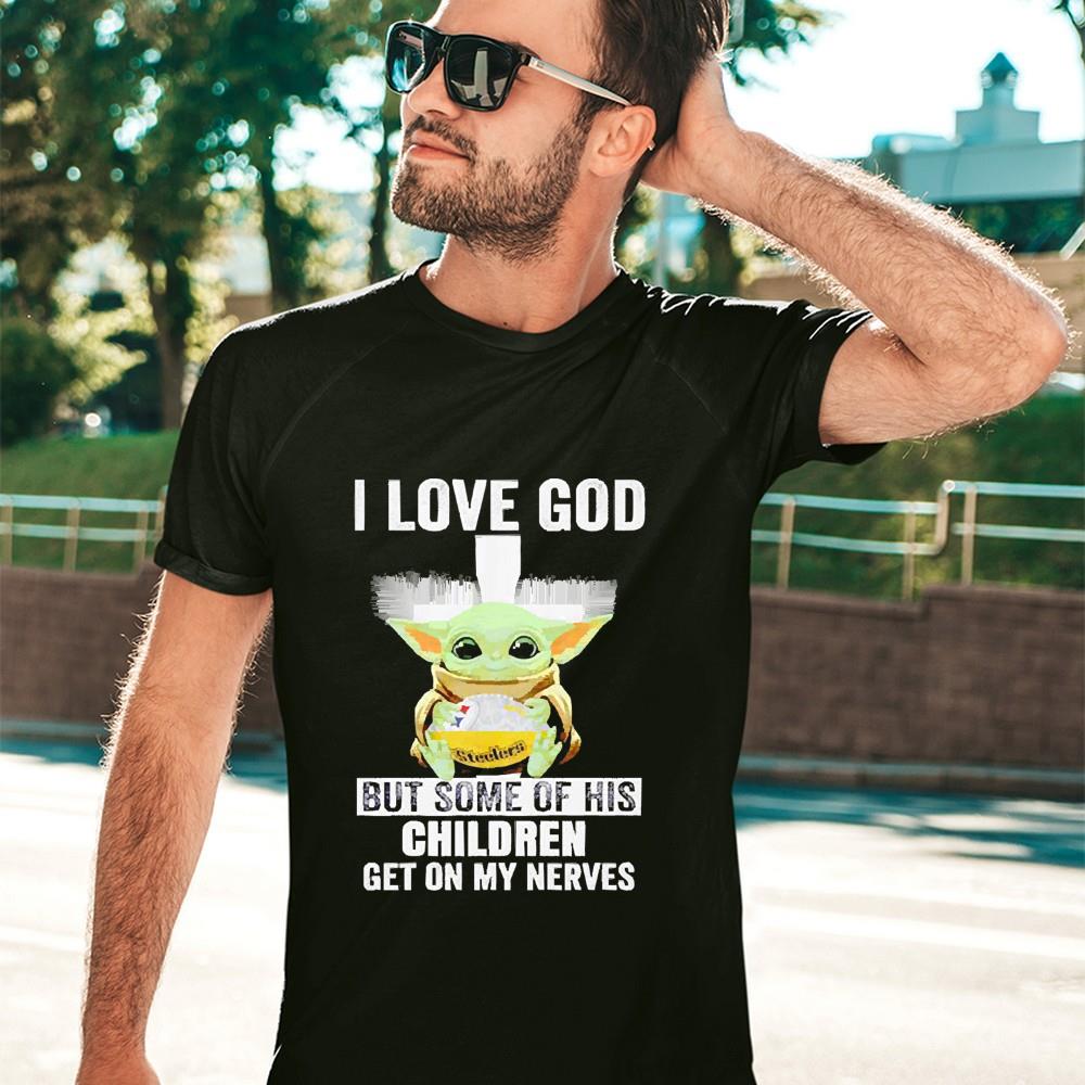 Baby Yoda hug Pittsburgh Steelers i love God but some of his children get on my nerves shirt 2 Baby Yoda hug Pittsburgh Steelers i love God but some of his children get on my nerves shirt 3