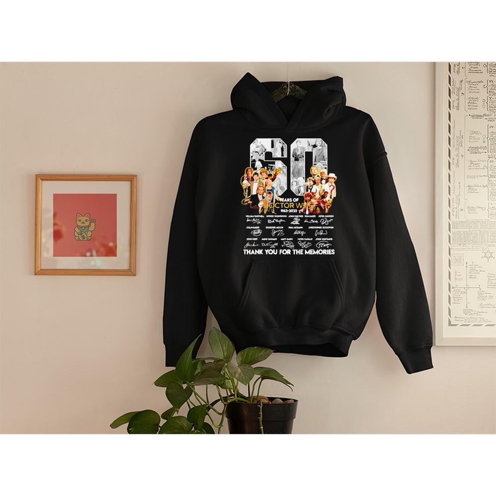 hh26 60 years 19632023 doctor who thank you for the memories signatures shirt hoodie - 60 years 1963-2023 Doctor Who thank you for the memories signatures shirt