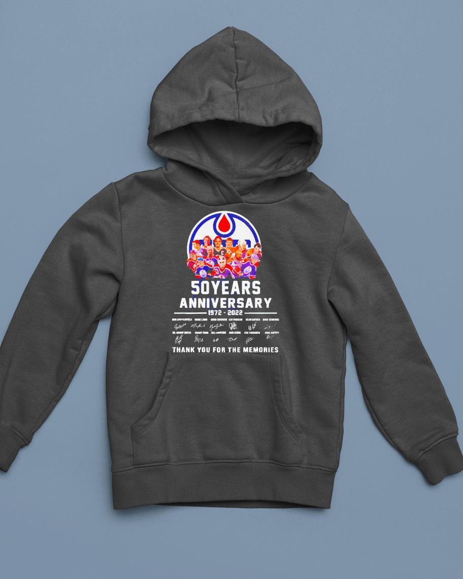 Edmonton Oilers 50 years anniversary 1972-2022 thank you for the memories signatures shirt 1