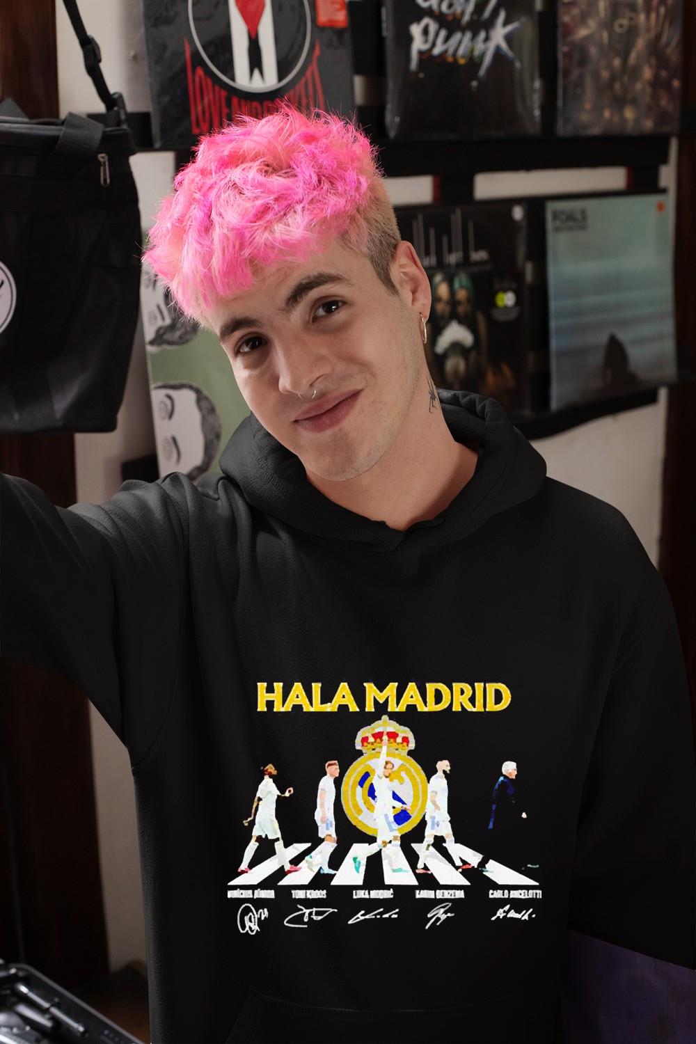 hh315 real madrid cf hala madrid abbey road signatures shirt hoodie - Real Madrid CF Hala Madrid Abbey Road signatures shirt