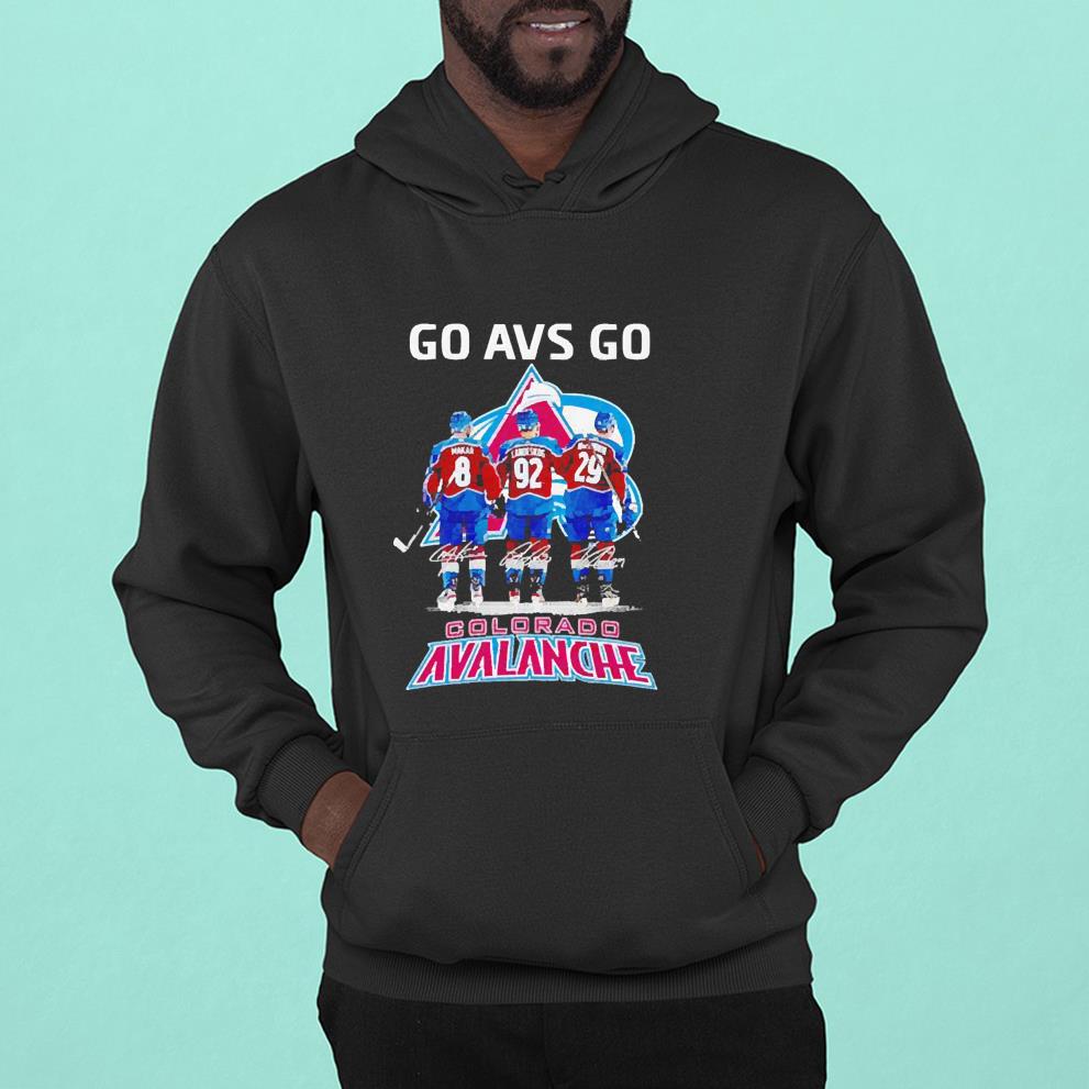 Colorado Avalanche Go AVS Go Makar and Landeskog and Mackinnon signatures shirt 1
