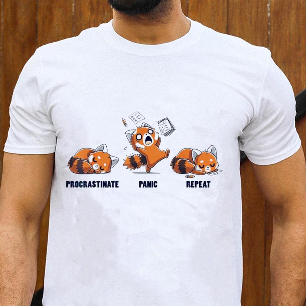 Procrastinate Panic Repeat Daily Distressed Red Pandas Shirt