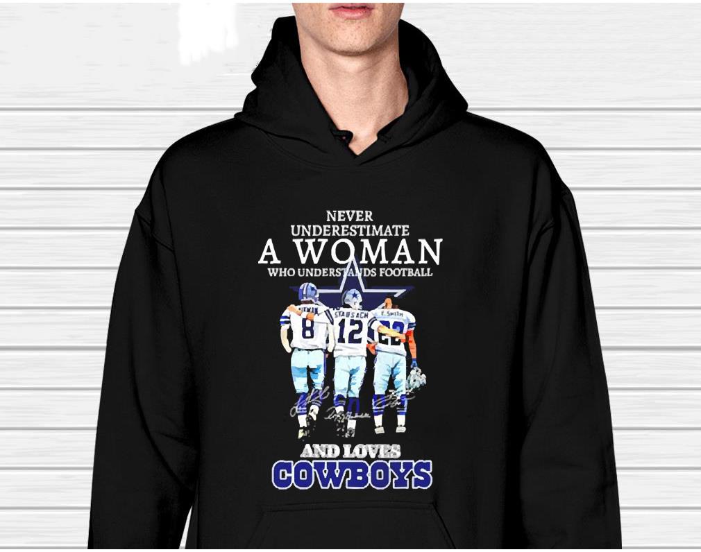 Never Underestimate A Woman Who Understands Football And Loves Cowboys Signatures Shirt