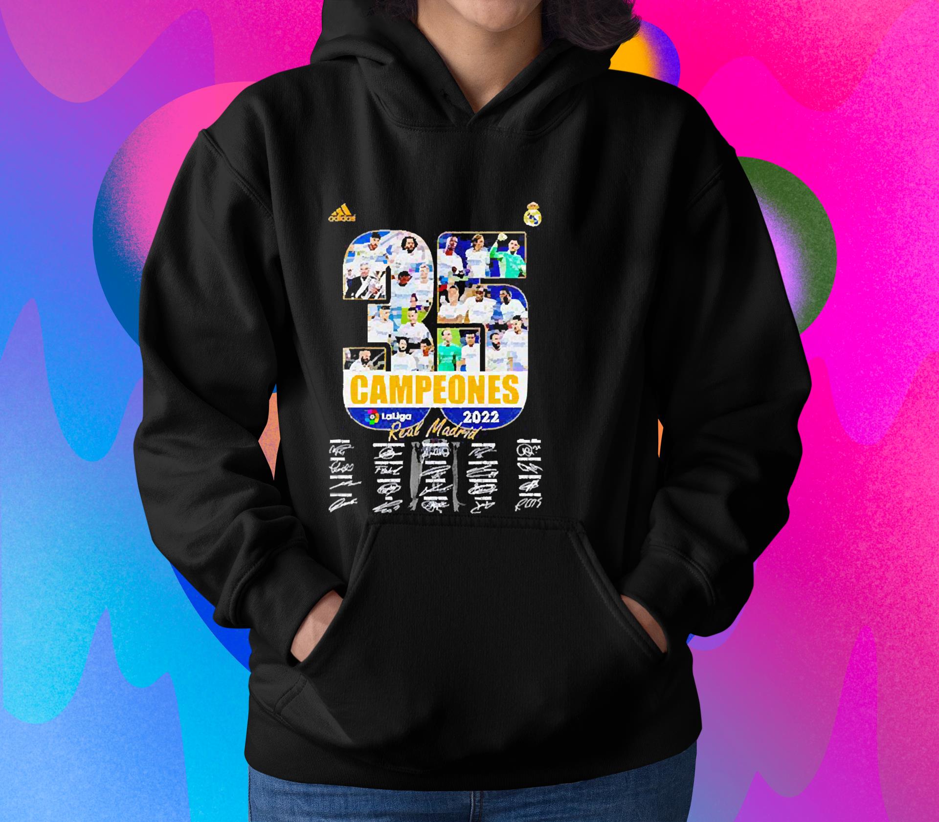 Reak Madrid Campeones 2022 signatures shirt 1 Marvelcomicsteeshirt News