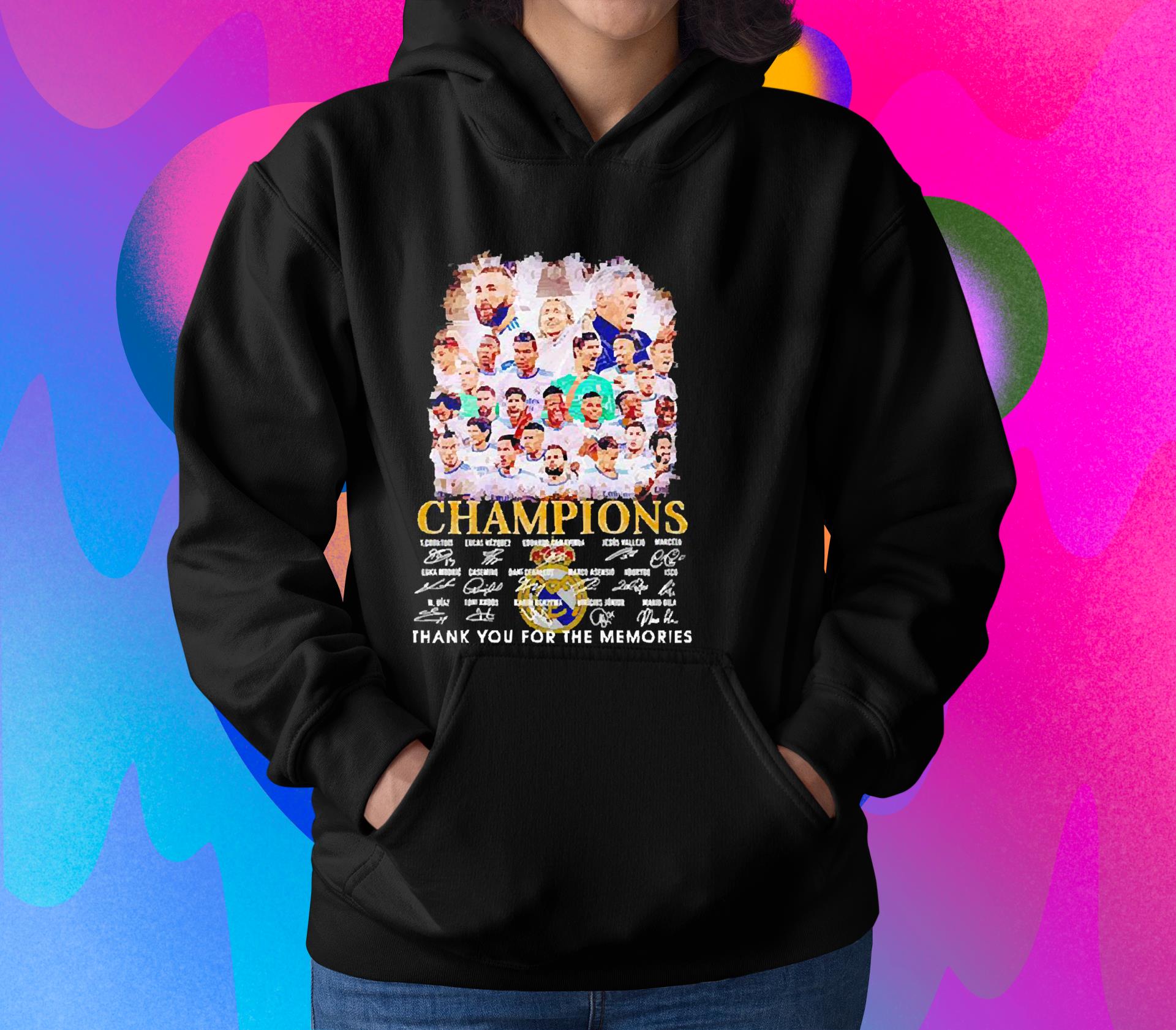 hh95 real madrid champions thank you for the memories signatures shirt hoodie - Real Madrid Champions Thank You For The Memories Signatures Shirt