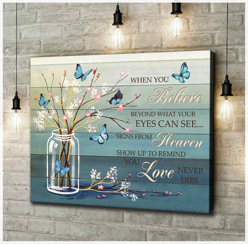 ZALOOO When You Believe Butterfly Wall Art Canvas 1
