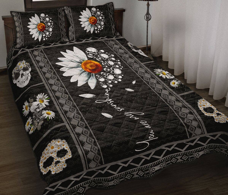 Skull Daisy Quilt Bed Set Pillow Covers 10