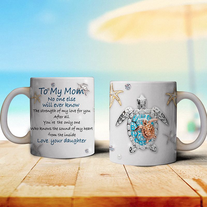 To My Mom, Love Your Daughter, Mother Turtle Mug 1