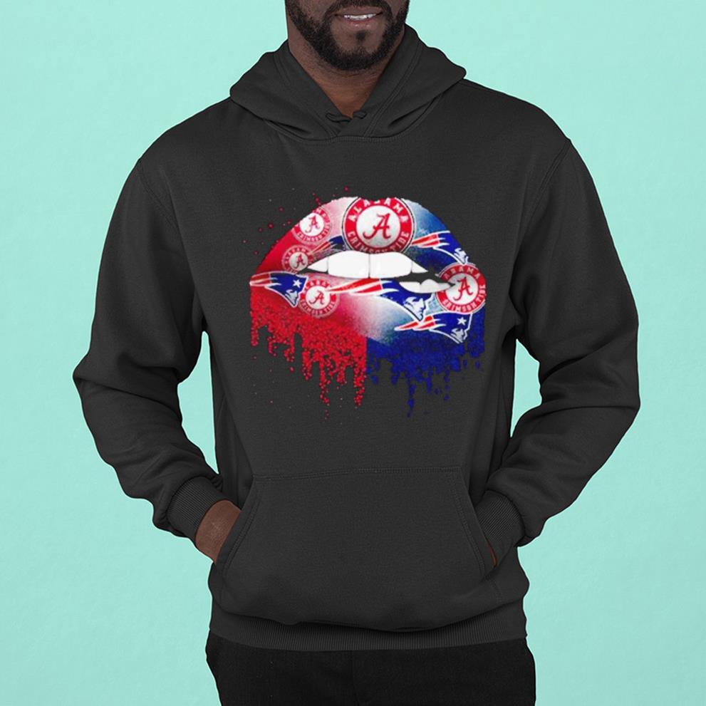 hue1101 alabama crimson tide and new england patriots lips shirt hoodie - Alabama Crimson Tide And New England Patriots Lips Shirt