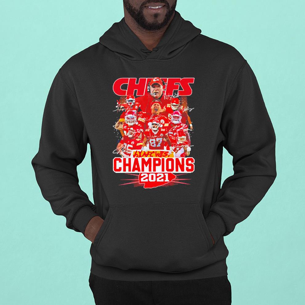 hue1102 kansas city chiefs 6x afc west champions 2021 signatures shirt hoodie - Kansas City Chiefs 6x Afc West Champions 2021 Signatures Shirt
