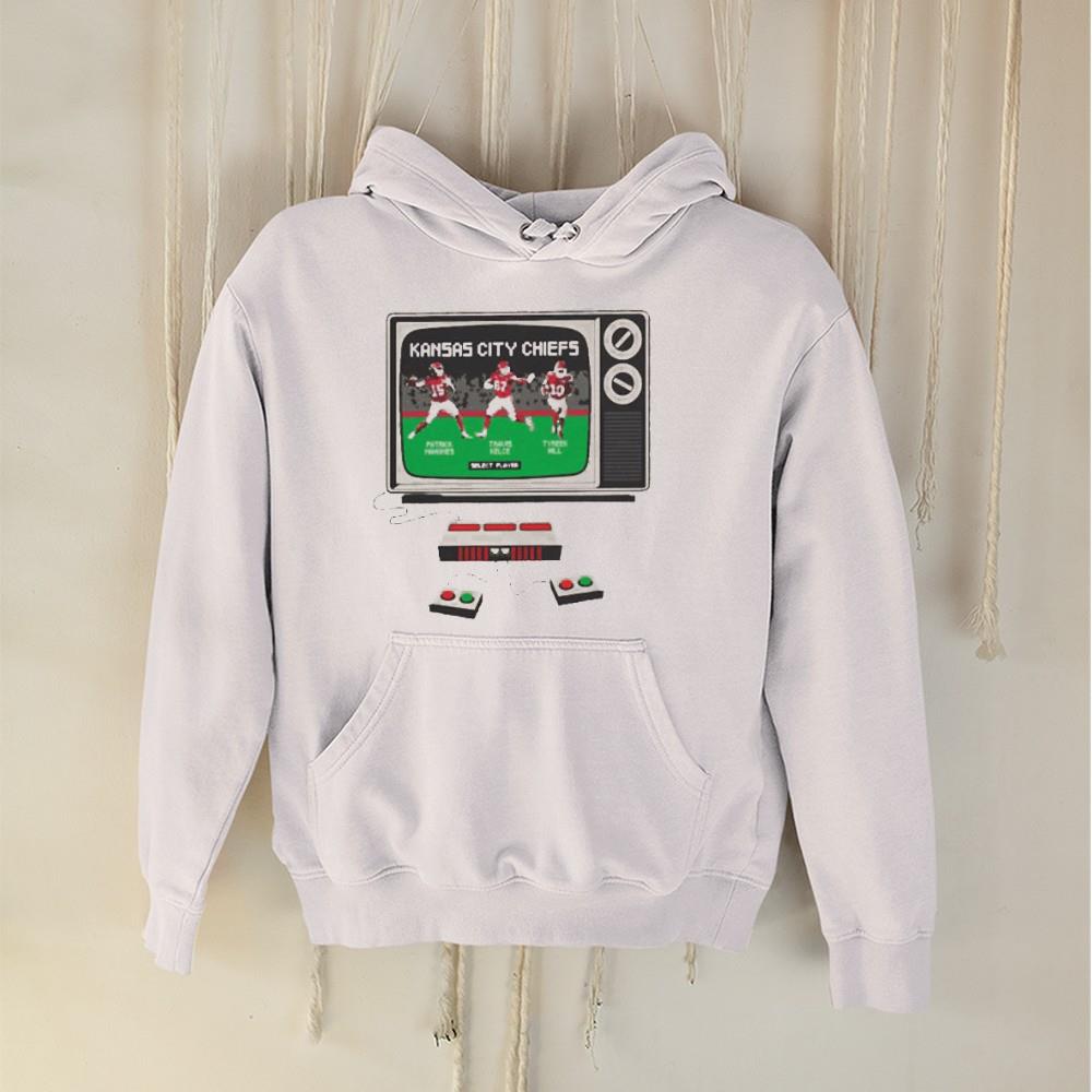 hue1102 kansas city chiefs patrick mahomes travis kelce tyreek hill majestic video game shirt hoodie - Kansas City Chiefs Patrick Mahomes Travis Kelce Tyreek Hill Majestic Video Game shirt
