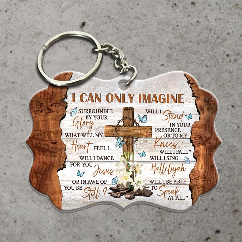 Lily Flower Cross Faith I Can Only Imagine Special Gift Keychain 1