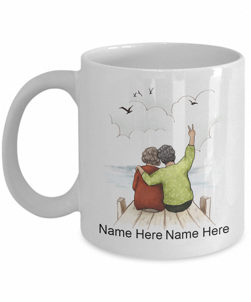 Personalized Mug Best Friend Sister By Heart Light Brown Grey 8