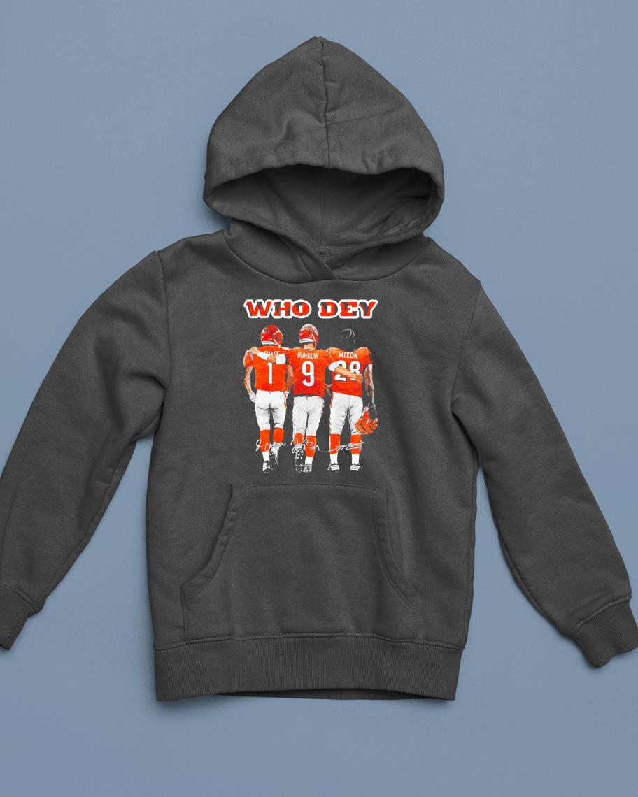 Cincinnati Bengals Who Dey Ja’Marr Chase Vs Joe Burrow And Joe Mixon Signatures Shirt 1 mydisneyshirt news