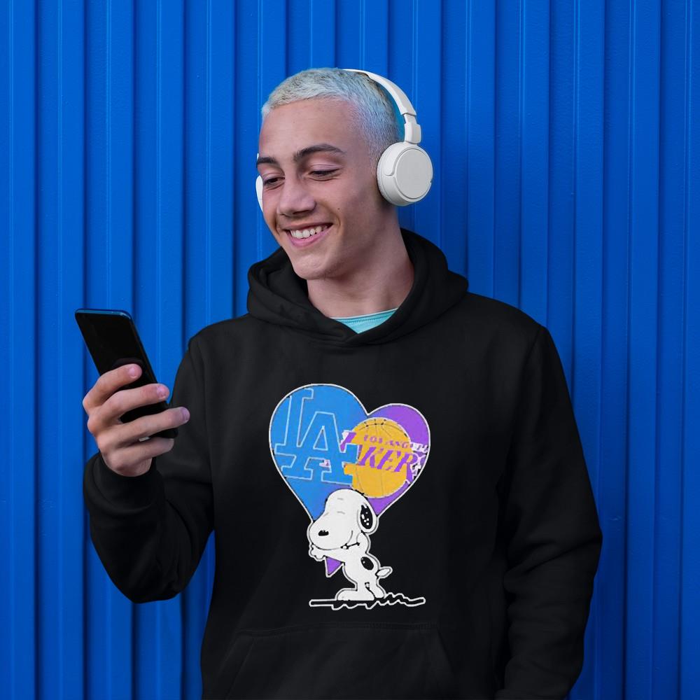 hue1201 snoopy lover los angeles lakers and dodgers shirt hoodie - Snoopy Lover Los Angeles Lakers And Dodgers Shirt