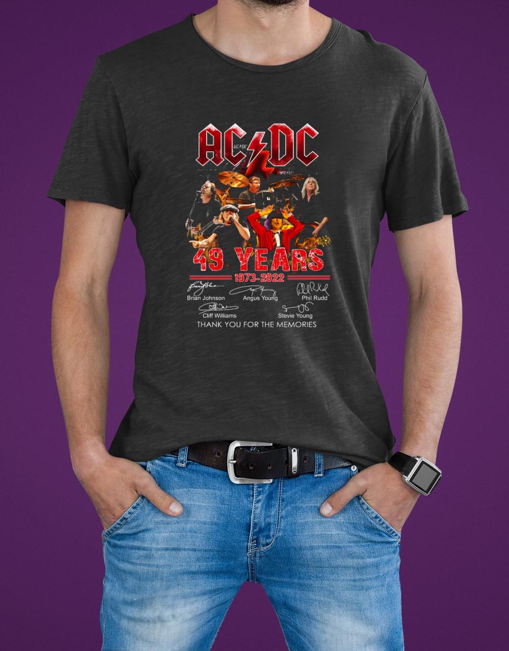 AC DC 49 years 1973 2022 thank you for the memories signatures shirt ...