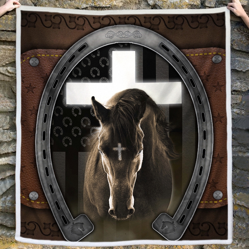 Horse Sofa Throw Blanket Jesus And Black Horse 1