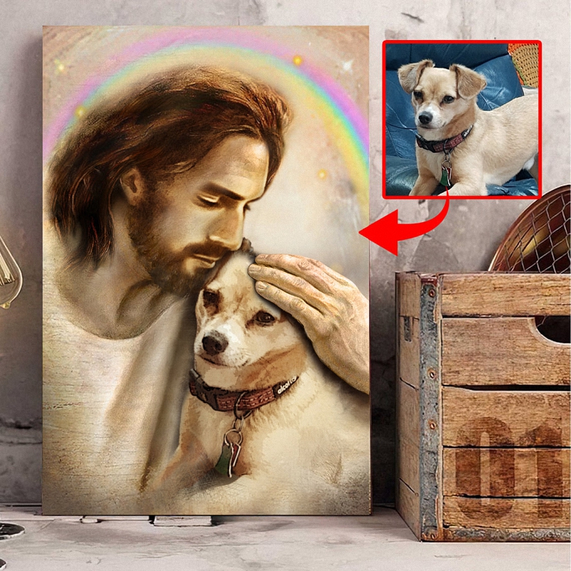 Pet in hand of Jesus Christ Pet Memorial canvas 10