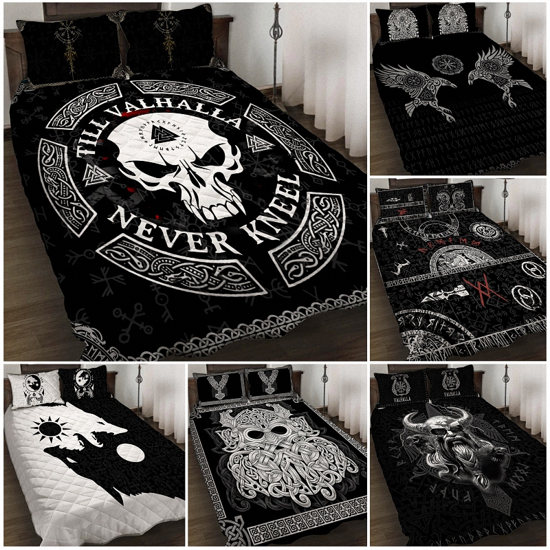 Till Valhalla Never Kneel Viking Quilt Set 1