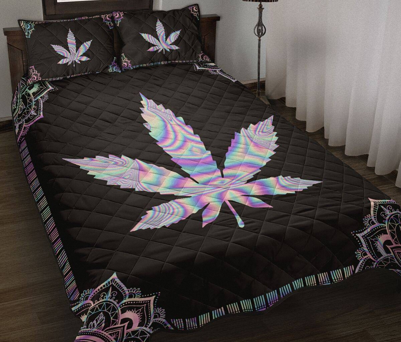 Weed Hologram Quilt Bedding 7
