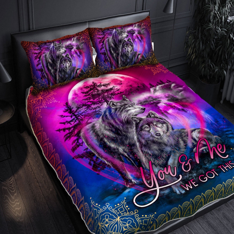 You & Me We Got This Wolf Quilt Bedding Set 5