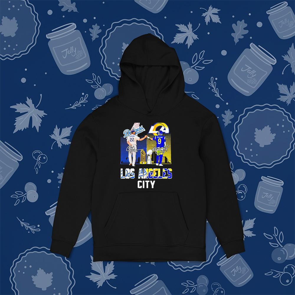 hue143 los angeles city los angeles dodgers clayton kershaw vs matthew stafford signatures shirt hoodie - LOS ANGELES City Los Angeles Dodgers Clayton Kershaw Vs Matthew Stafford Signatures Shirt