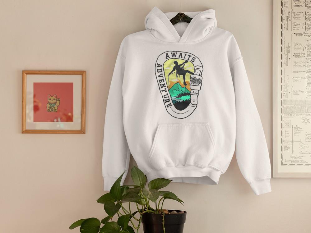 Adventure Awaits climbing keychain shirt 1