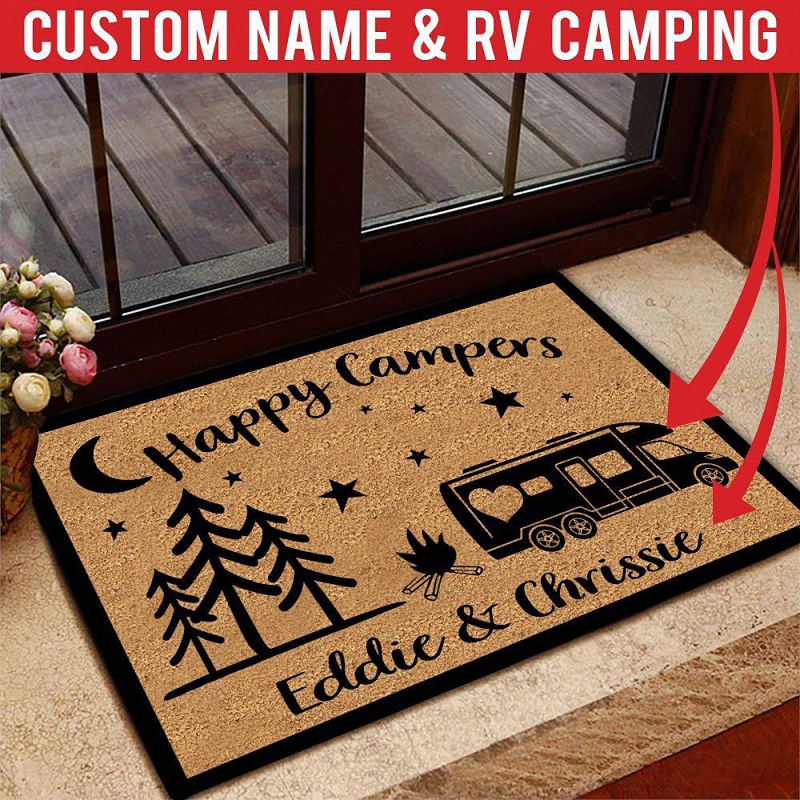 Camping Doormat Customized RV And Name Happy Campers Custom Doormat 1